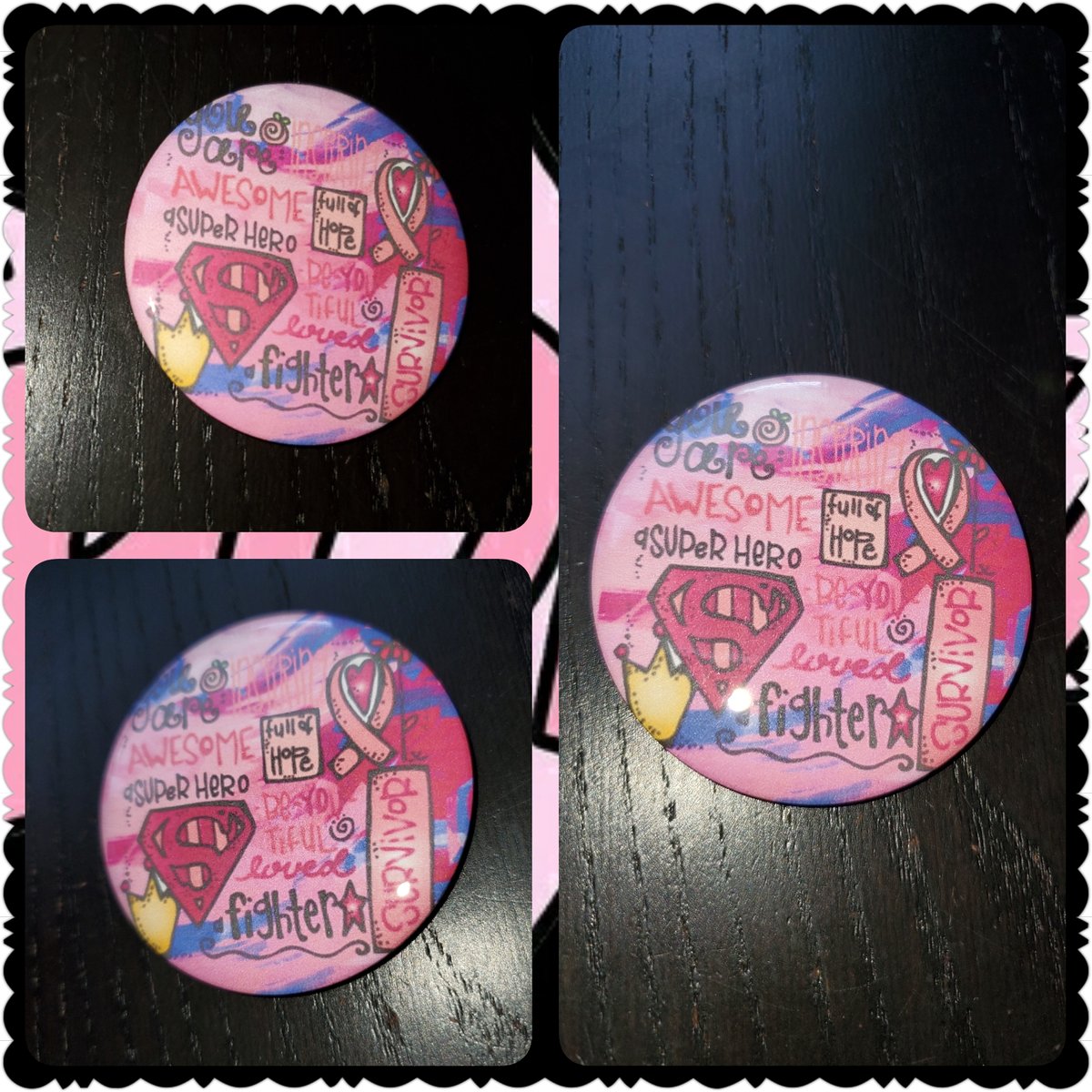 Image of Breast Cancer Awareness - I Fought, I Won Applique and/or Super Survivor Button