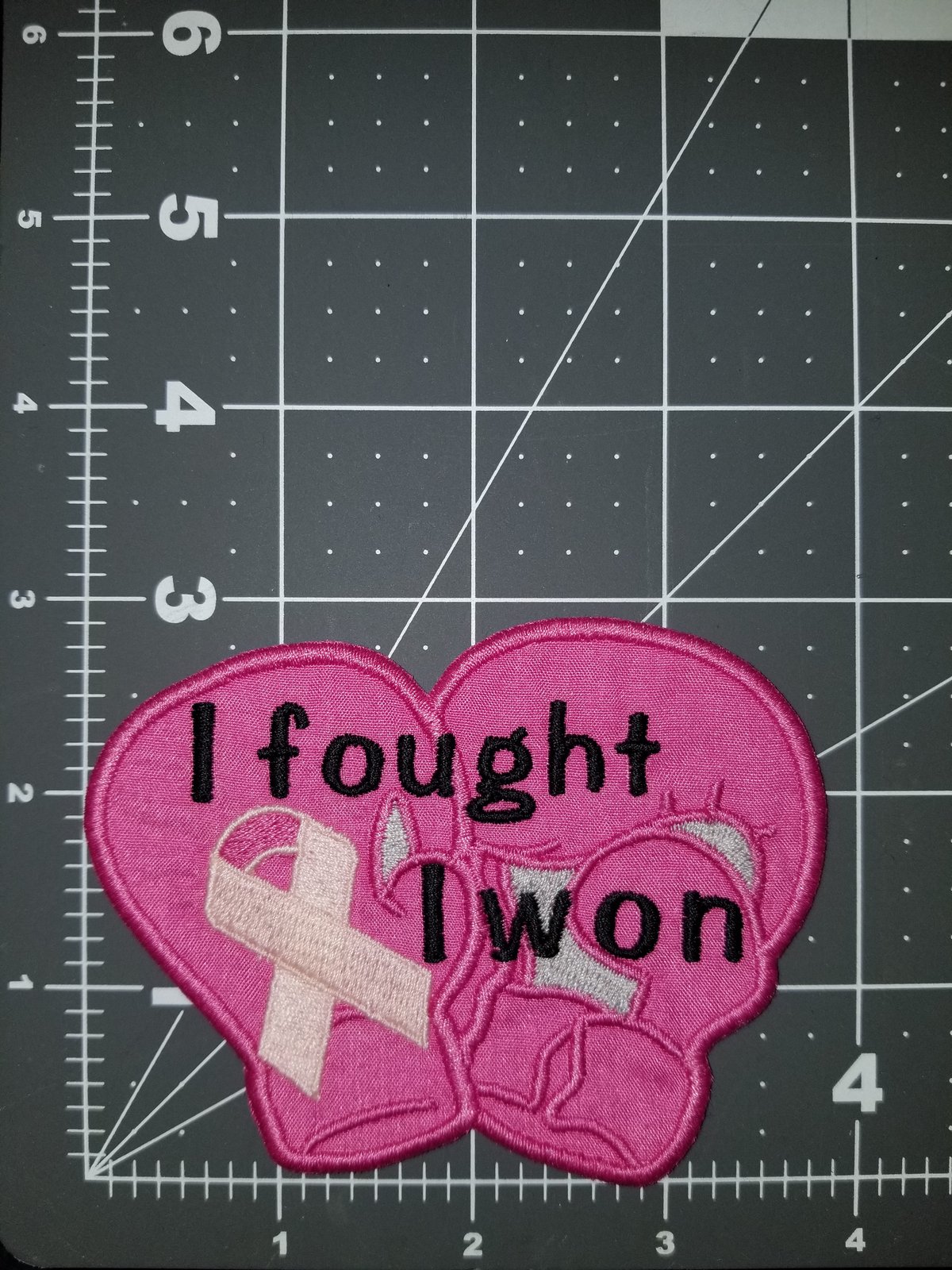 Image of Breast Cancer Awareness - I Fought, I Won Applique and/or Super Survivor Button