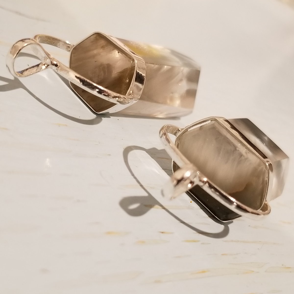 Image of Actinolite and Quartz Pendant in Sterling Silver