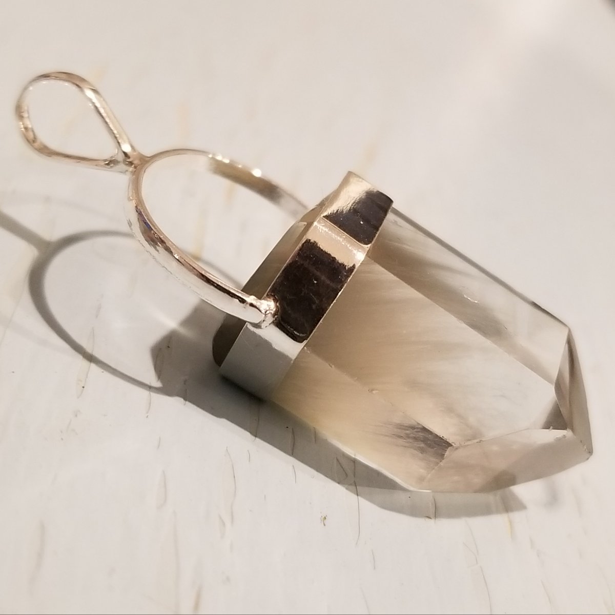 Image of Actinolite and Quartz Pendant in Sterling Silver
