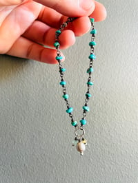 Image 4 of turquoise and pearl charm bracelet