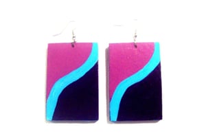 Image of Hand Painted Purple Abtract Earrings