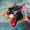 24" Panther head. Hand painted wood cut out sign. 