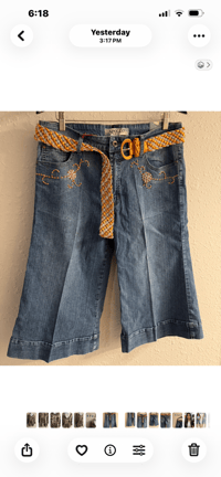 Image 8 of NWT Sz. 14 Apollo belted Beaded Denim Capri #914*19