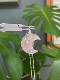 Image 1 of Rose Quartz Silver Moon Necklace 