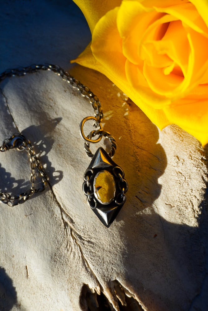 Sterling Silver & Amber Pendant