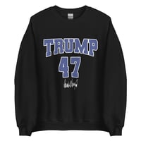 Image 4 of Trump 47 Distressed Unisex Sweatshirt, Varsity Style, Trump 2024 Sweatshirt, Trump Signature