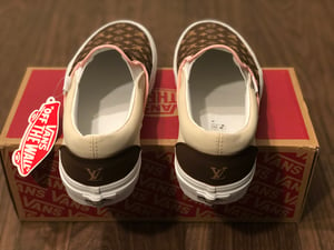 Custom LV Slip-On Vans (Brown/Pink)