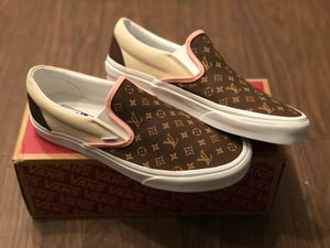 Custom LV Slip-On Vans (Brown/Pink)