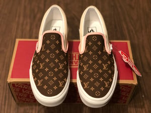 Custom LV Slip-On Vans (Brown/Pink)