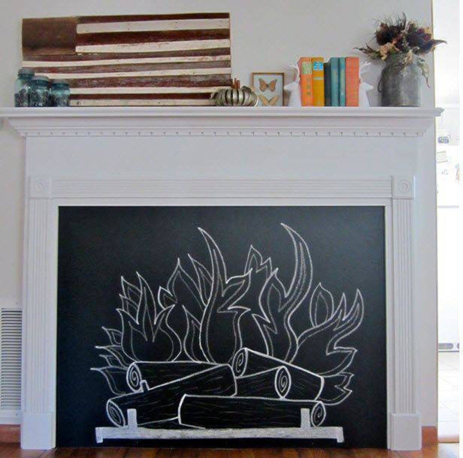 Image of Fireplace Cover / Magnetic Chalkboard / Chalkboard