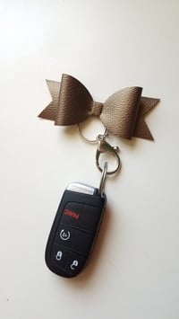 Brown Faux Leather Bow Keychain