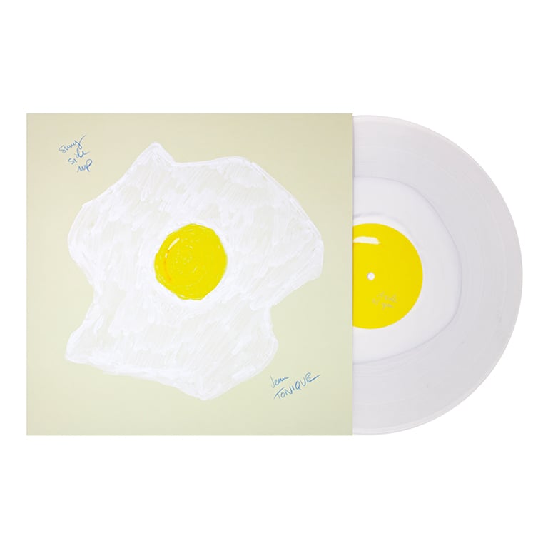Image of "sunny side up" vinyl hand-drawn by Jean Tonique