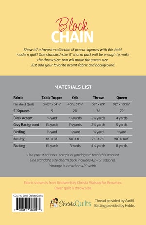 Block Chain Paper Quilt Pattern by Christa Watson (CQ127)