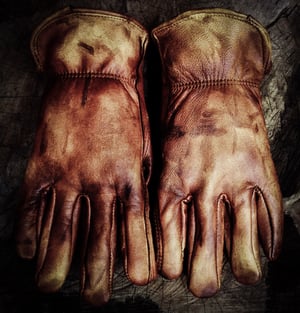 Image of Vintage look Waxed Leather gloves