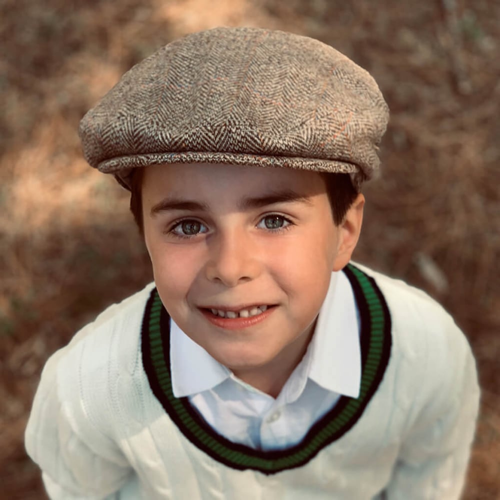 Image of Casquette enfant en tweed kaki