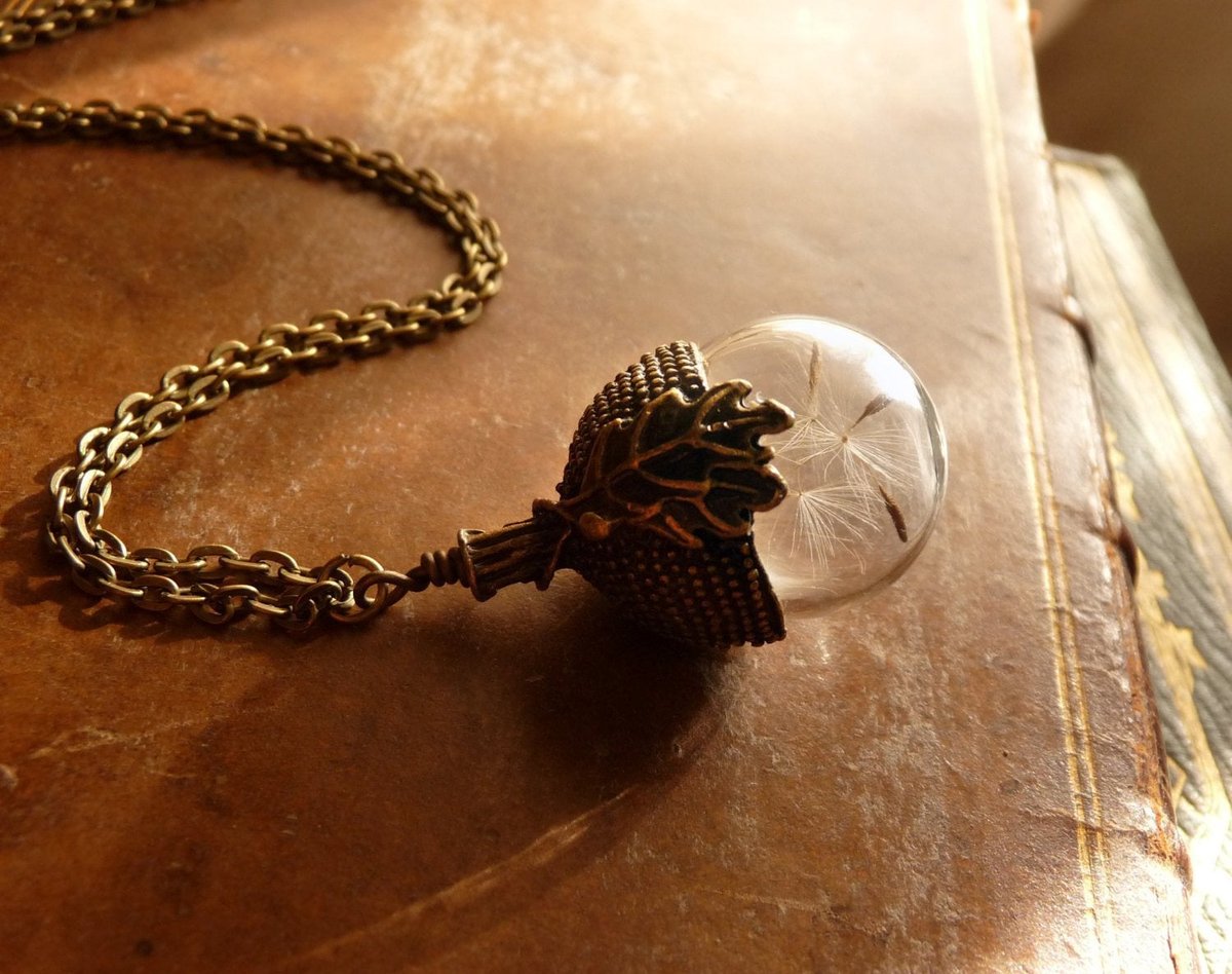 Image of Dandelion Seed Acorn Necklace