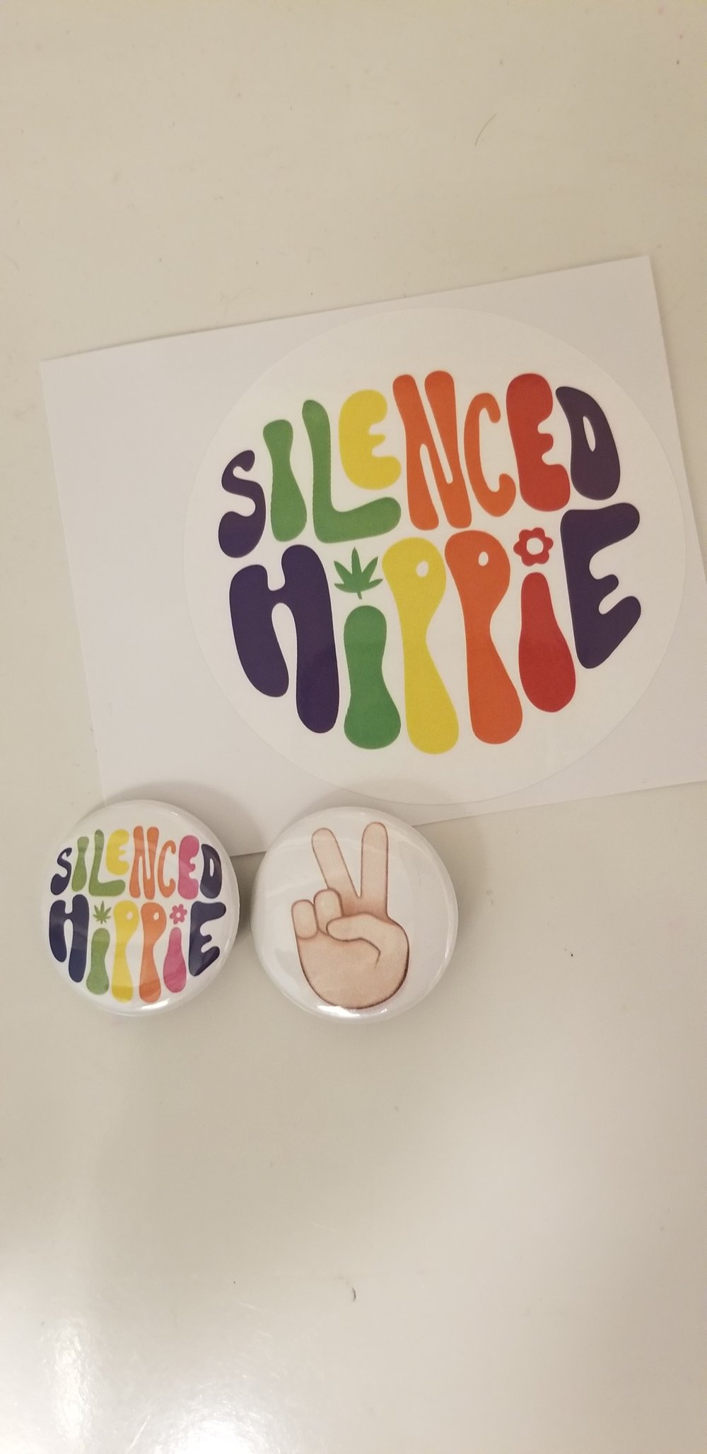 Image of Silenced Hippie Pin Pack (w/ sticker)