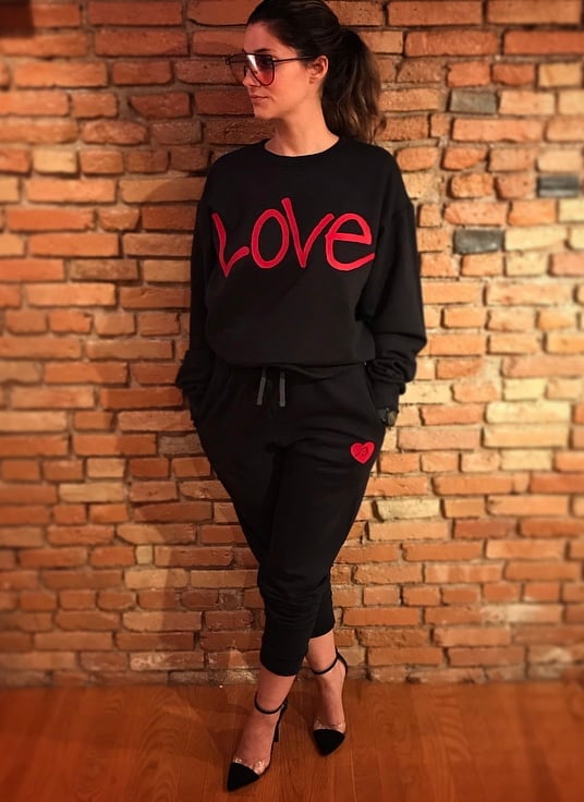 Image of Black x Red "Love...period!" Sweatsuit (unisex/MENs sizing)