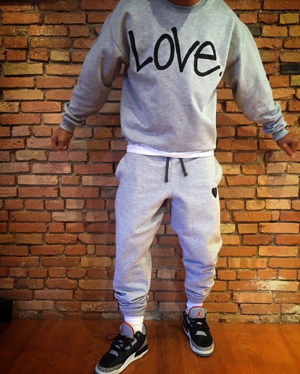 Image of Gray x Black "Love...period!" Sweatsuit