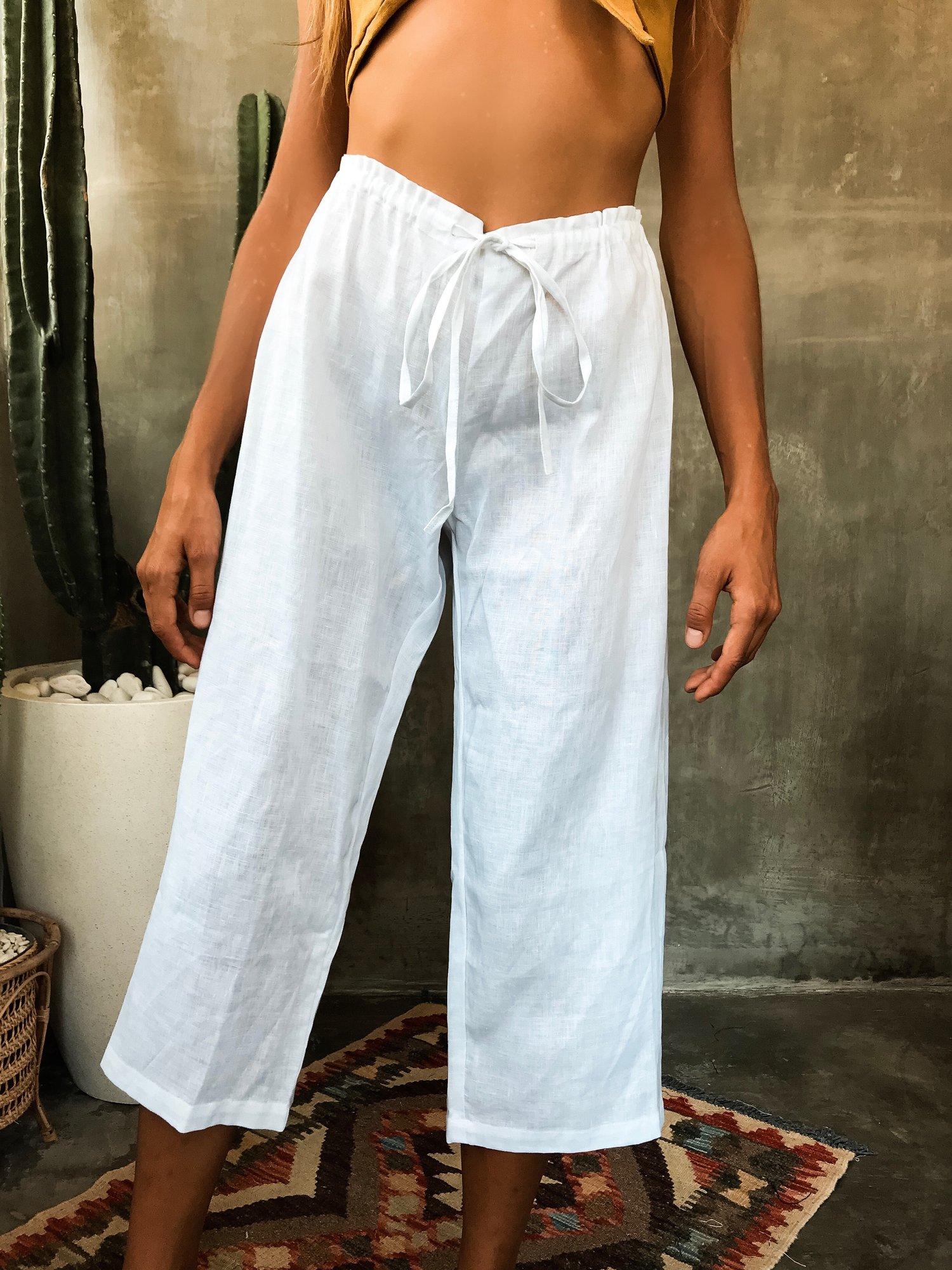 Image of AZUL LINEN PANTS - WHITE