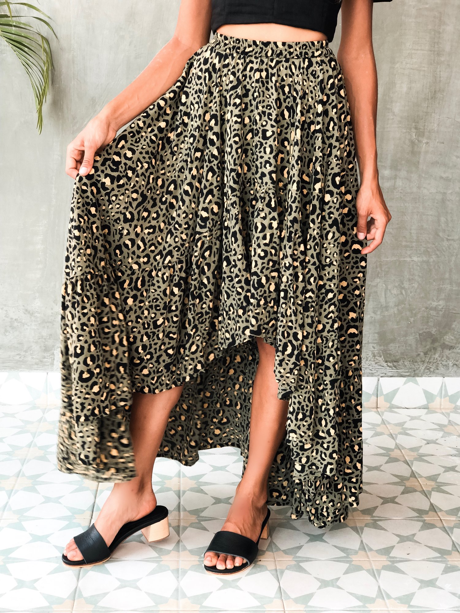 Image of SALUDA MAXI SKIRT - SAFARI OLIVE
