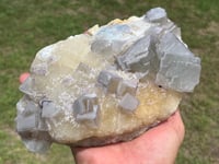 Image 2 of Large QR Code Fluorite On Druzy Quartz Matrix Specimen #2628