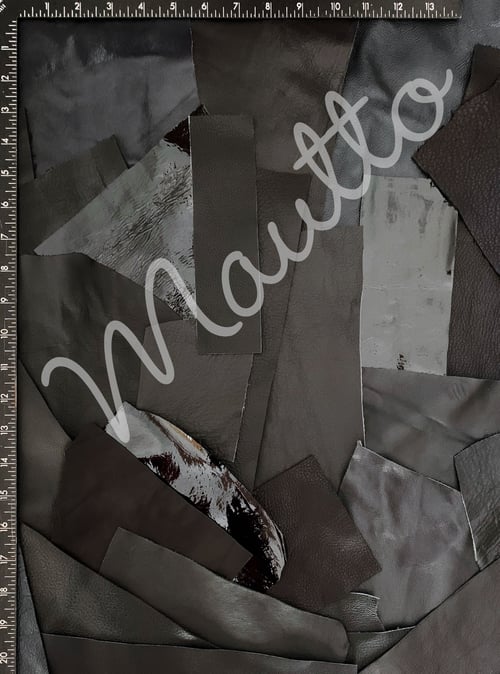 Image of Black Leather Pieces - 1 Pound Bag of Scraps & Remnants - for Crafts, Art, DIY Projects, Jewelry