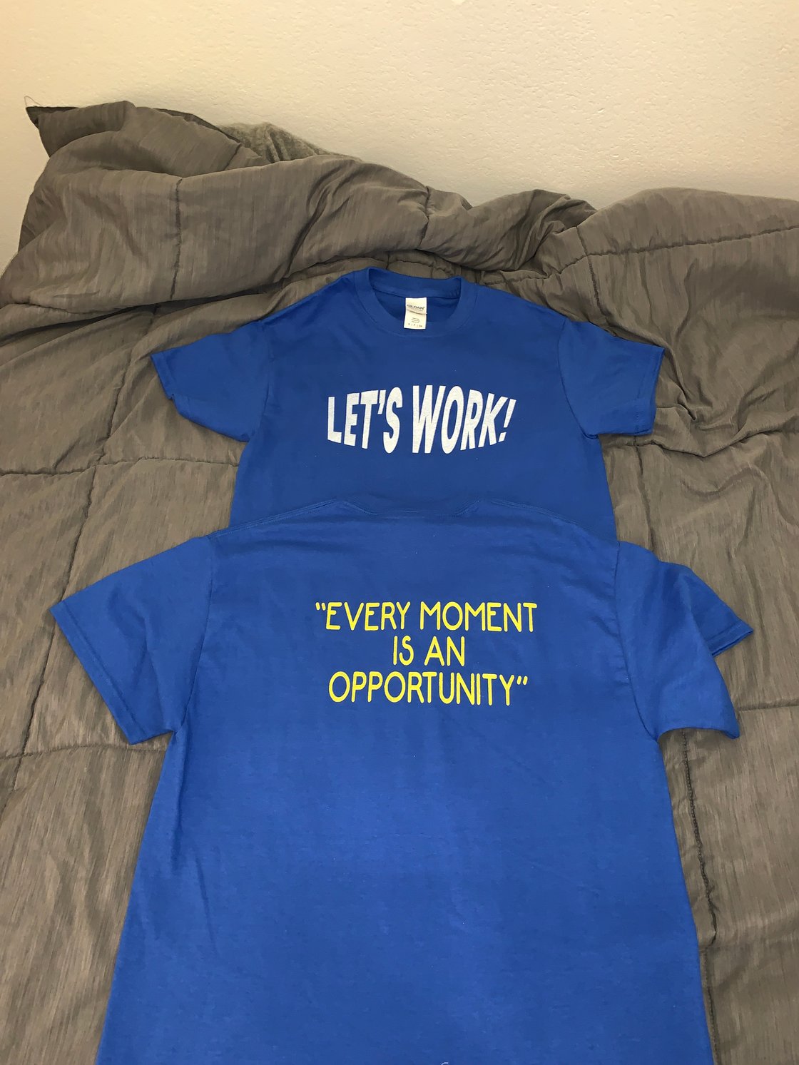 Image of Blue- Let’s Work T shirts 