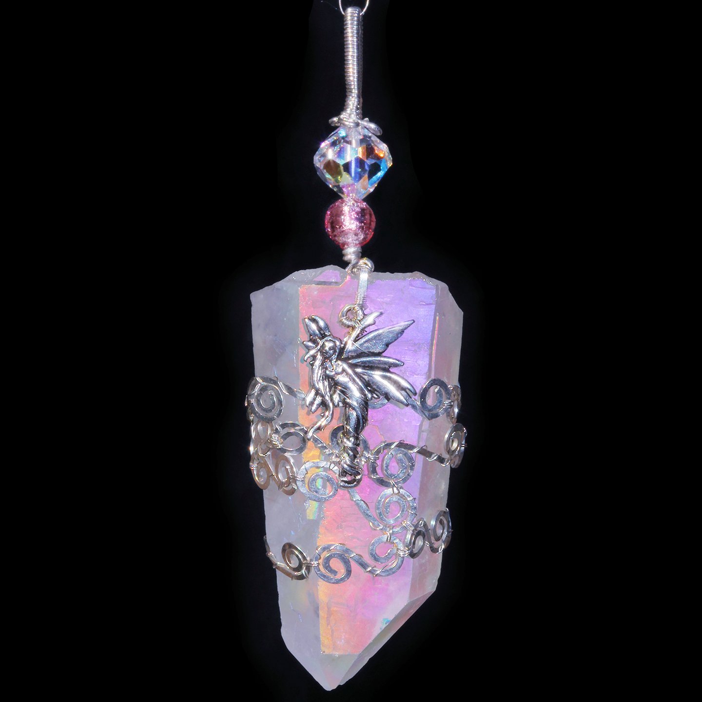 angel aura quartz pendant