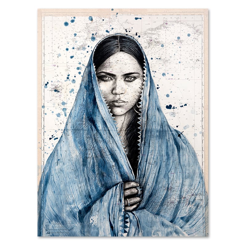 Image of Paper Art Print - "Mamta en indigo"