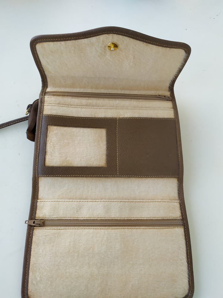 Image of Vintage Gucci small brown GG monogram bag purse