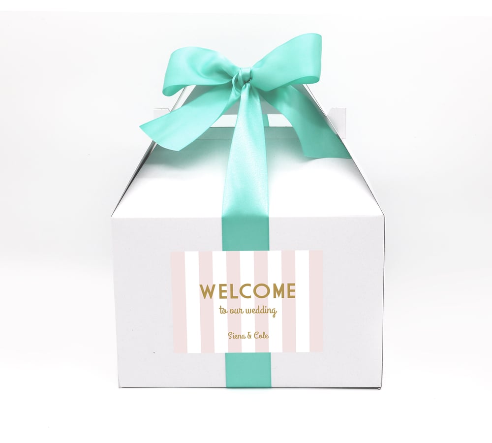 Image of Custom Pink & White Wedding Welcome Box