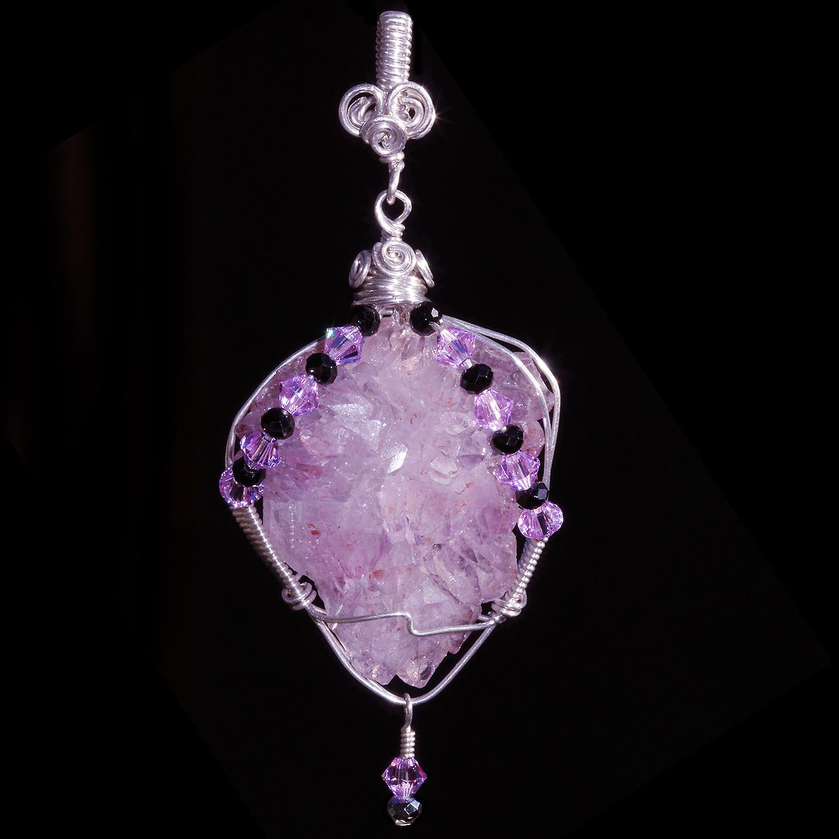 Amethyst Flower Elestial Crystal Pendant 