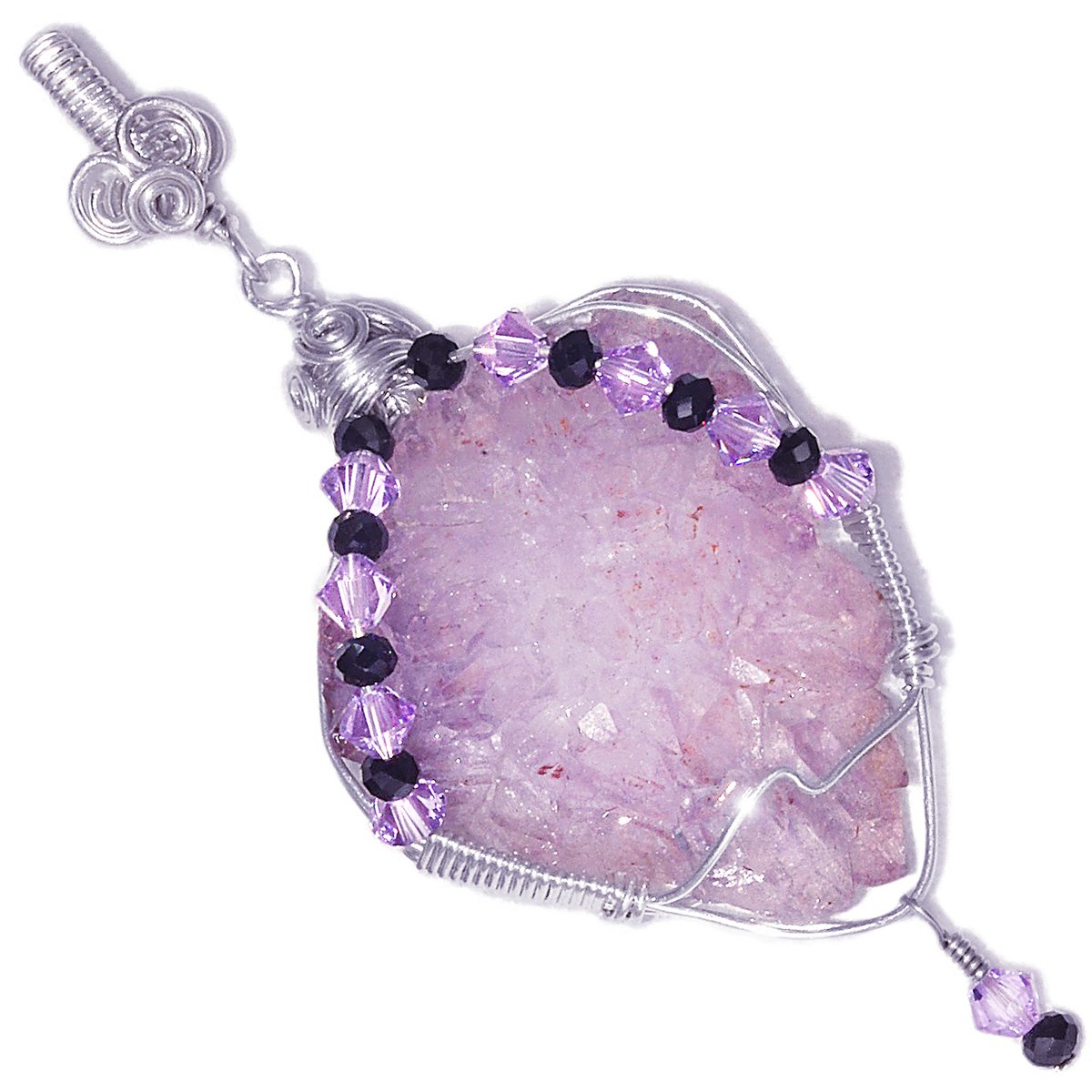 Amethyst Flower Elestial Crystal Pendant 