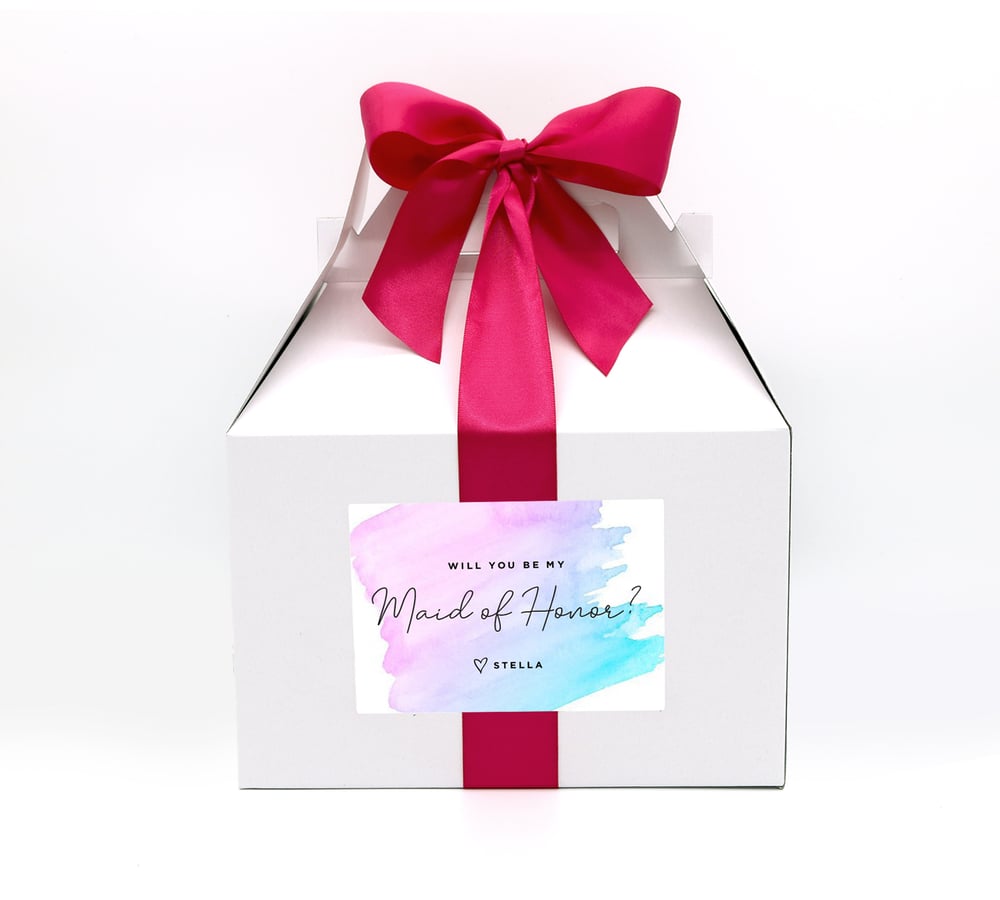 Image of Custom Watercolor Will You Be My Maid of Honor Proposal Box