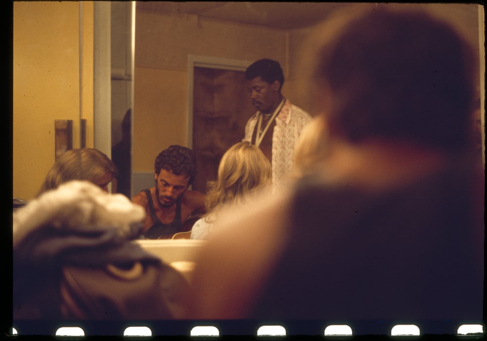 Image of Bruce Springsteen backstage August 1974