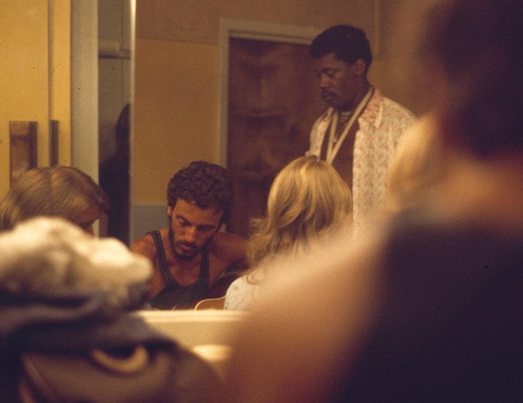 Image of Bruce Springsteen backstage August 1974