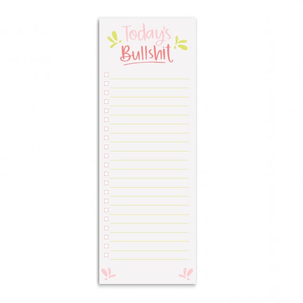 Image of Today's Bullshit List Notepad with Magnet Backing