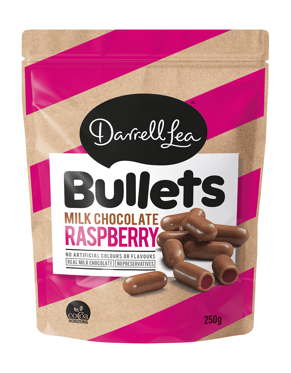 Image of Bullets Raspberry Milk Choc 250G