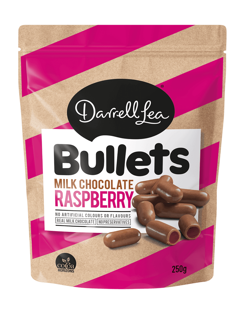 Image of Bullets Raspberry Milk Choc 250G