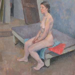 Image of 'Nude Sitting on a Red Cloth,' Philippa Maynard Romer (1929-2010)