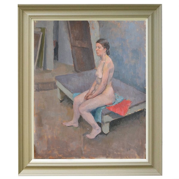 Image of 'Nude Sitting on a Red Cloth,' Philippa Maynard Romer (1929-2010)