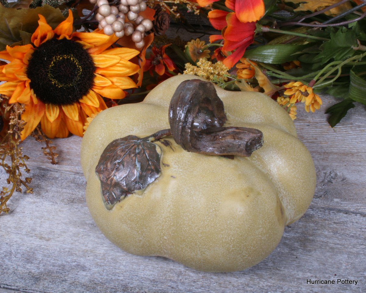 Image of Handmade Ceramic Pumpkin. Fall Thanksgiving Decor. Pottery Pumpkin Figurine