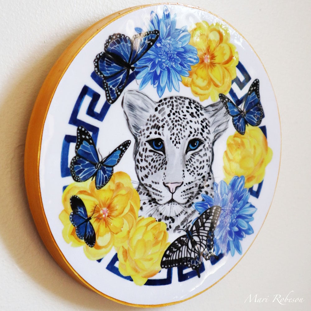 Image of White Leopard - Resin Art Plaque