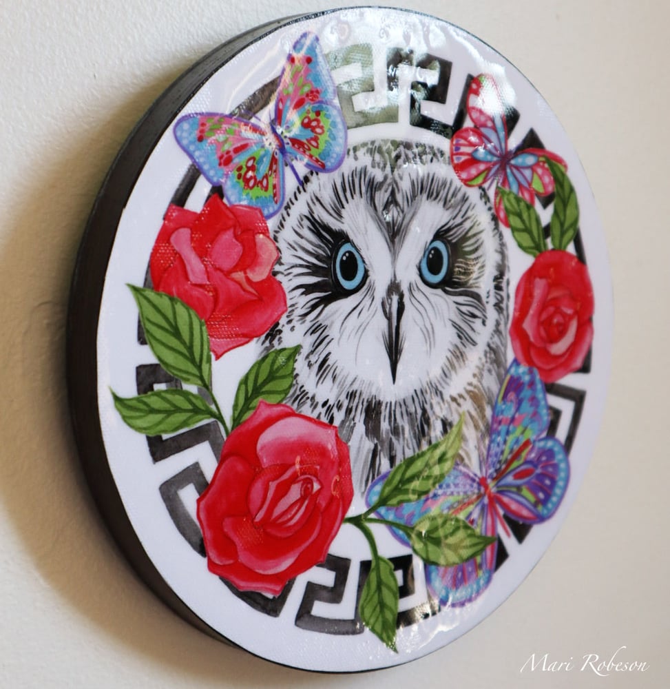 Image of Snow Owl - Resin Art Plaque