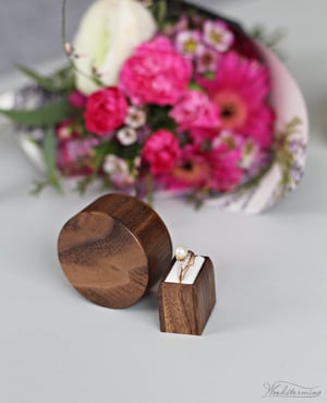 Image of Round engagement ring box - ring holder - proposal ring box by Woodstorming