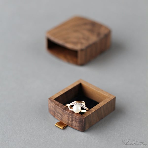 Image of Slim proposal box - engagement ring box by Woodstorming
