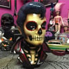 Red Santa Muerte Ceramic Elvis Bust