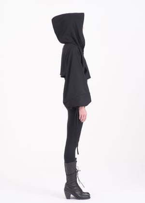 Image of  Hoodie With Self-tie With Overlong  & Puff Sleeves